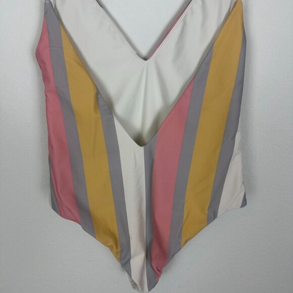 House of Harlow One Piece Swim Suit M Multicolor Stripe Boho Summer Vacation - Picture 7 of 9